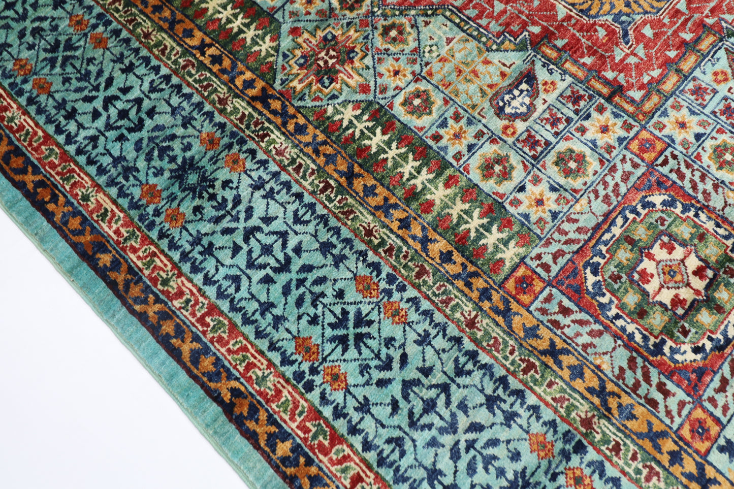 201 x 296 cm | Oriental Mamluk Area Rug Afghan Hand Knotted Veg Dye Wool carpet