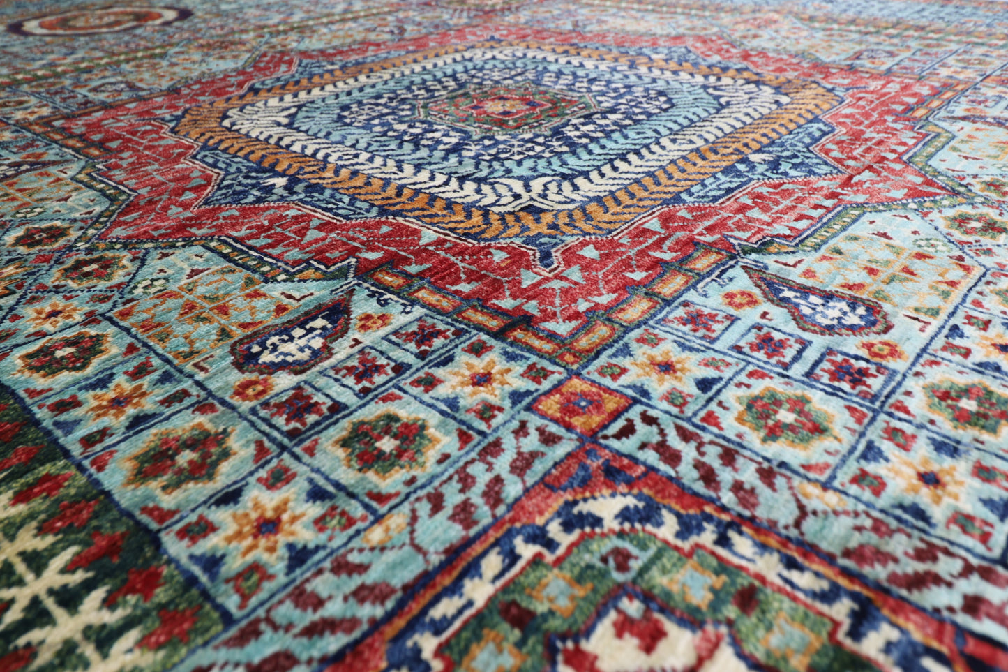 201 x 296 cm | Oriental Mamluk Area Rug Afghan Hand Knotted Veg Dye Wool carpet