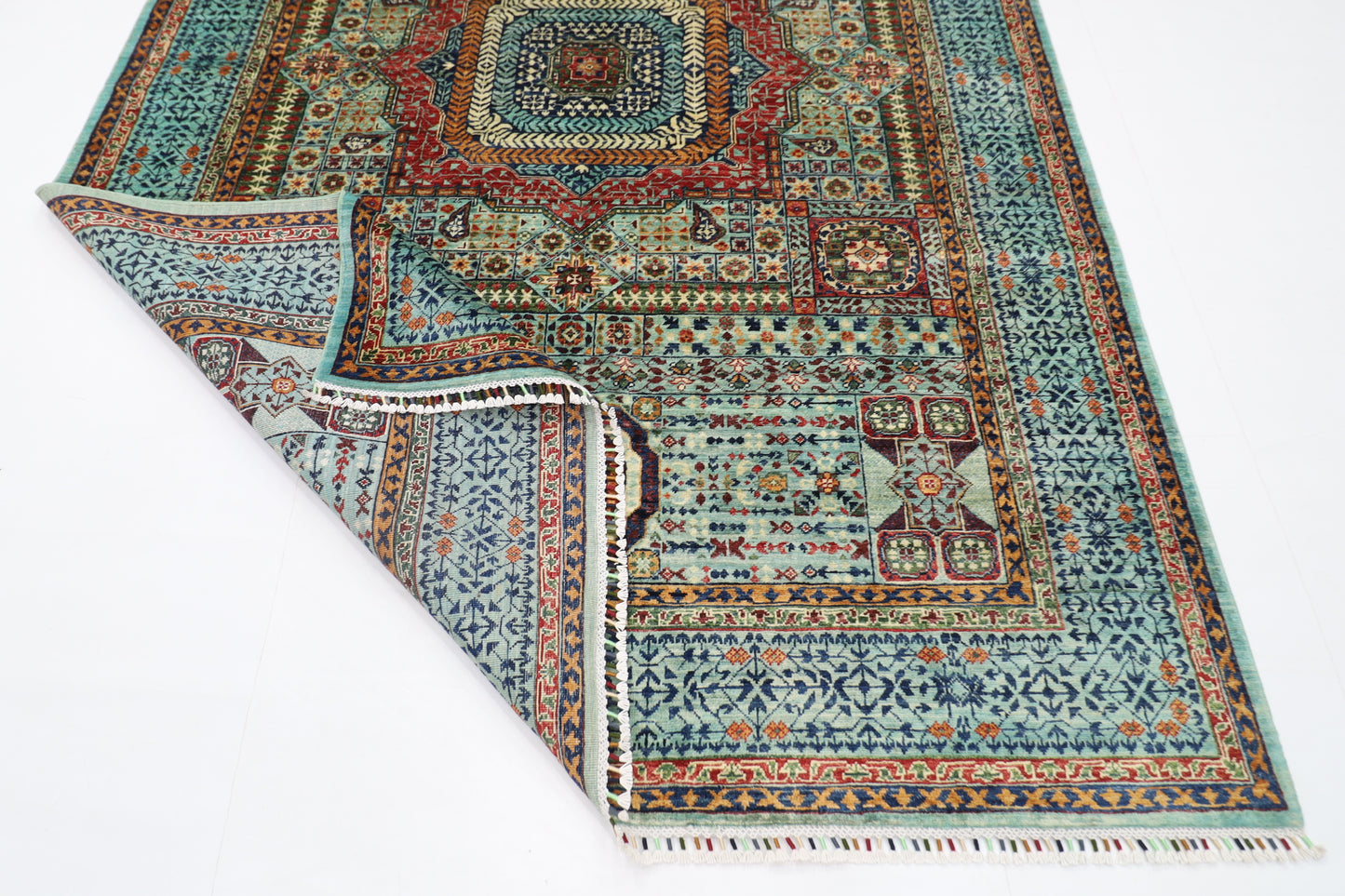 201 x 296 cm | Oriental Mamluk Area Rug Afghan Hand Knotted Veg Dye Wool carpet