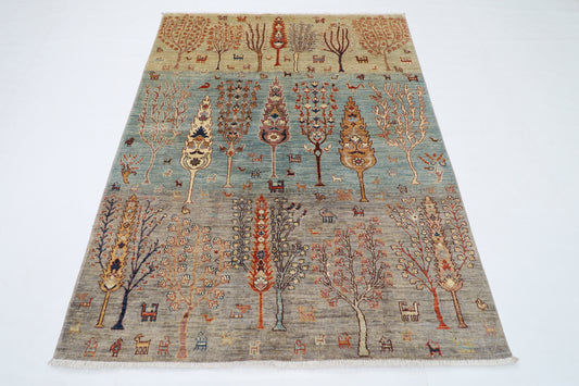 154 x 195 cm |  tree of life Tribal Area Rug Afghan Hand Knotted veg Dye Wool carpet