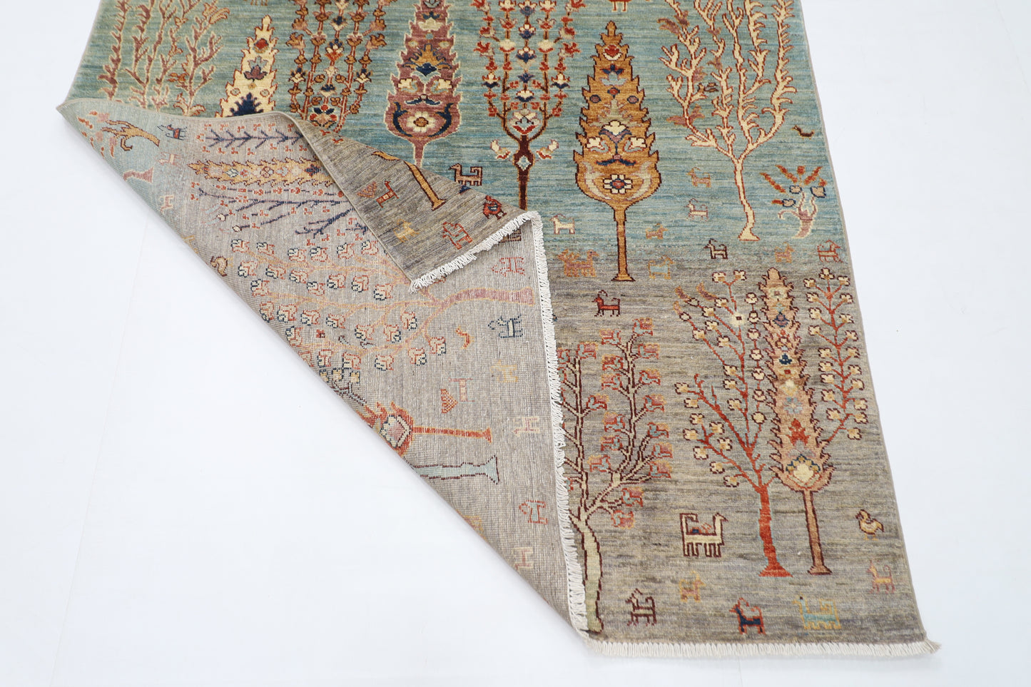 154 x 195 cm |  tree of life Tribal Area Rug Afghan Hand Knotted veg Dye Wool carpet