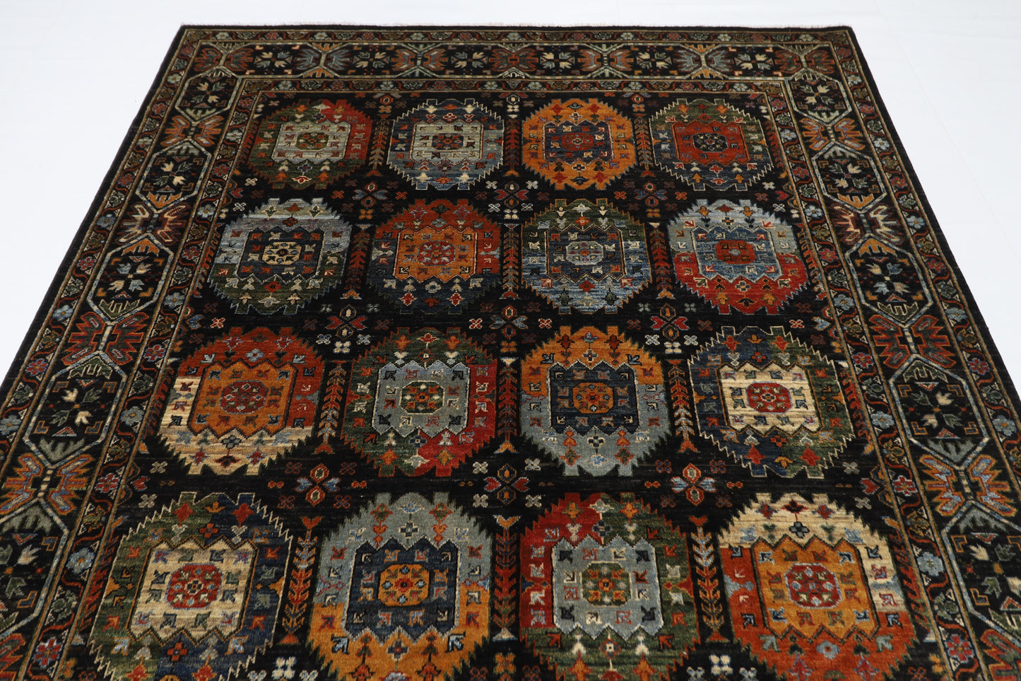 204 x 299 cm | Oriental Waziri Black Area Rug Afghan Hand Knotted Veg Dye Wool carpet