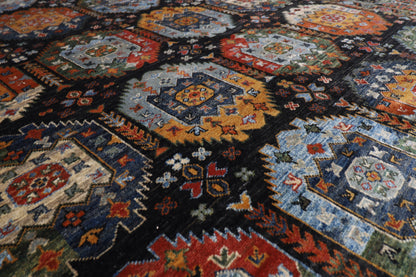 204 x 299 cm | Oriental Waziri Black Area Rug Afghan Hand Knotted Veg Dye Wool carpet