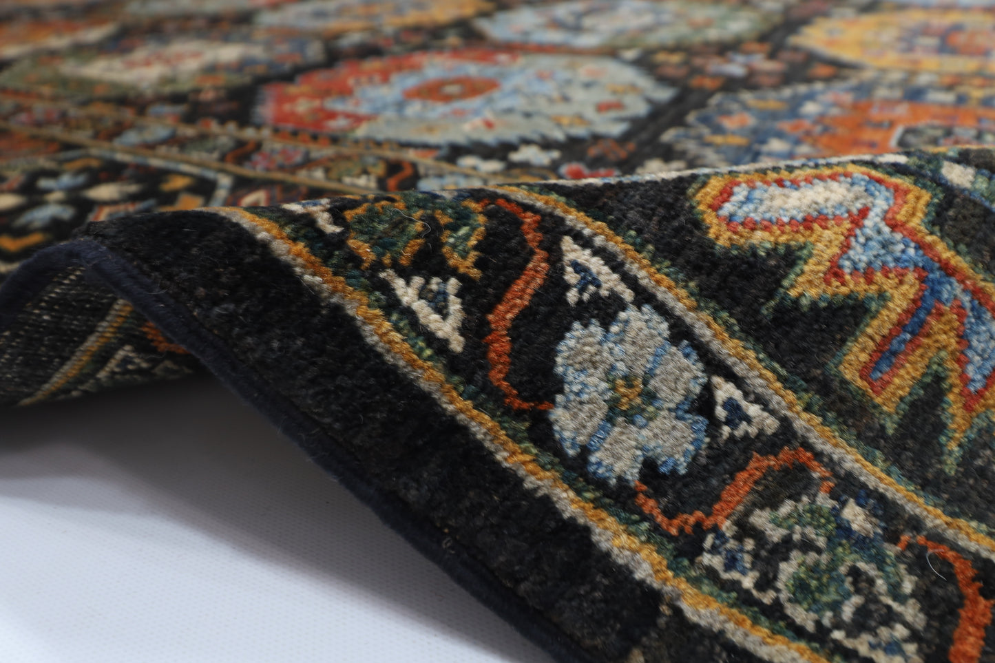 204 x 299 cm | Oriental Waziri Black Area Rug Afghan Hand Knotted Veg Dye Wool carpet