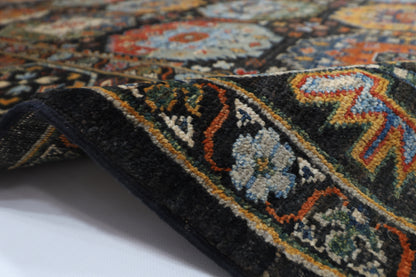 204 x 299 cm | Oriental Waziri Black Area Rug Afghan Hand Knotted Veg Dye Wool carpet