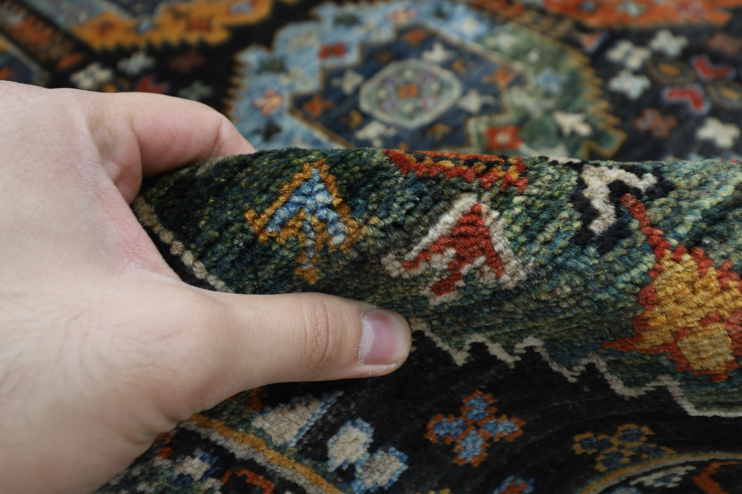 204 x 299 cm | Oriental Waziri Black Area Rug Afghan Hand Knotted Veg Dye Wool carpet