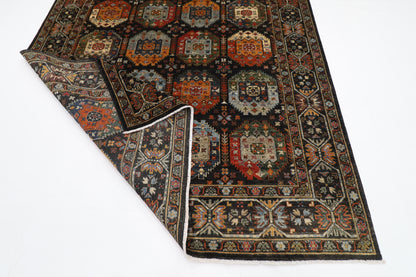204 x 299 cm | Oriental Waziri Black Area Rug Afghan Hand Knotted Veg Dye Wool carpet