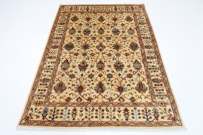 151 x 198 cm | Oriental Sultani beige Area Rug Afghan Hand Knotted Veg Dye Wool carpet