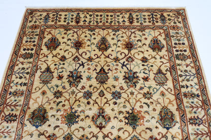 151 x 198 cm | Oriental Sultani beige Area Rug Afghan Hand Knotted Veg Dye Wool carpet