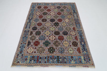 154 x 199 cm |  Floral Tribal Area Rug Afghan Hand Knotted veg Dye Wool carpet