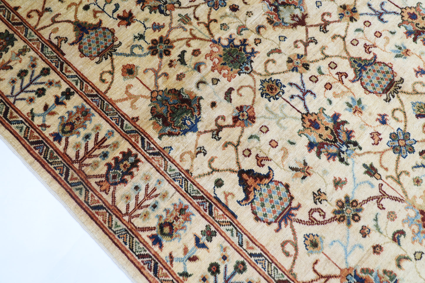 151 x 198 cm | Oriental Sultani beige Area Rug Afghan Hand Knotted Veg Dye Wool carpet