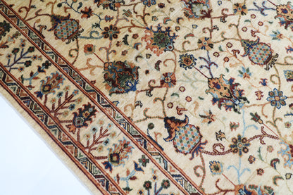 151 x 198 cm | Oriental Sultani beige Area Rug Afghan Hand Knotted Veg Dye Wool carpet