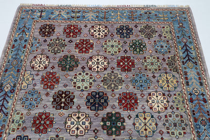 154 x 199 cm |  Floral Tribal Area Rug Afghan Hand Knotted veg Dye Wool carpet