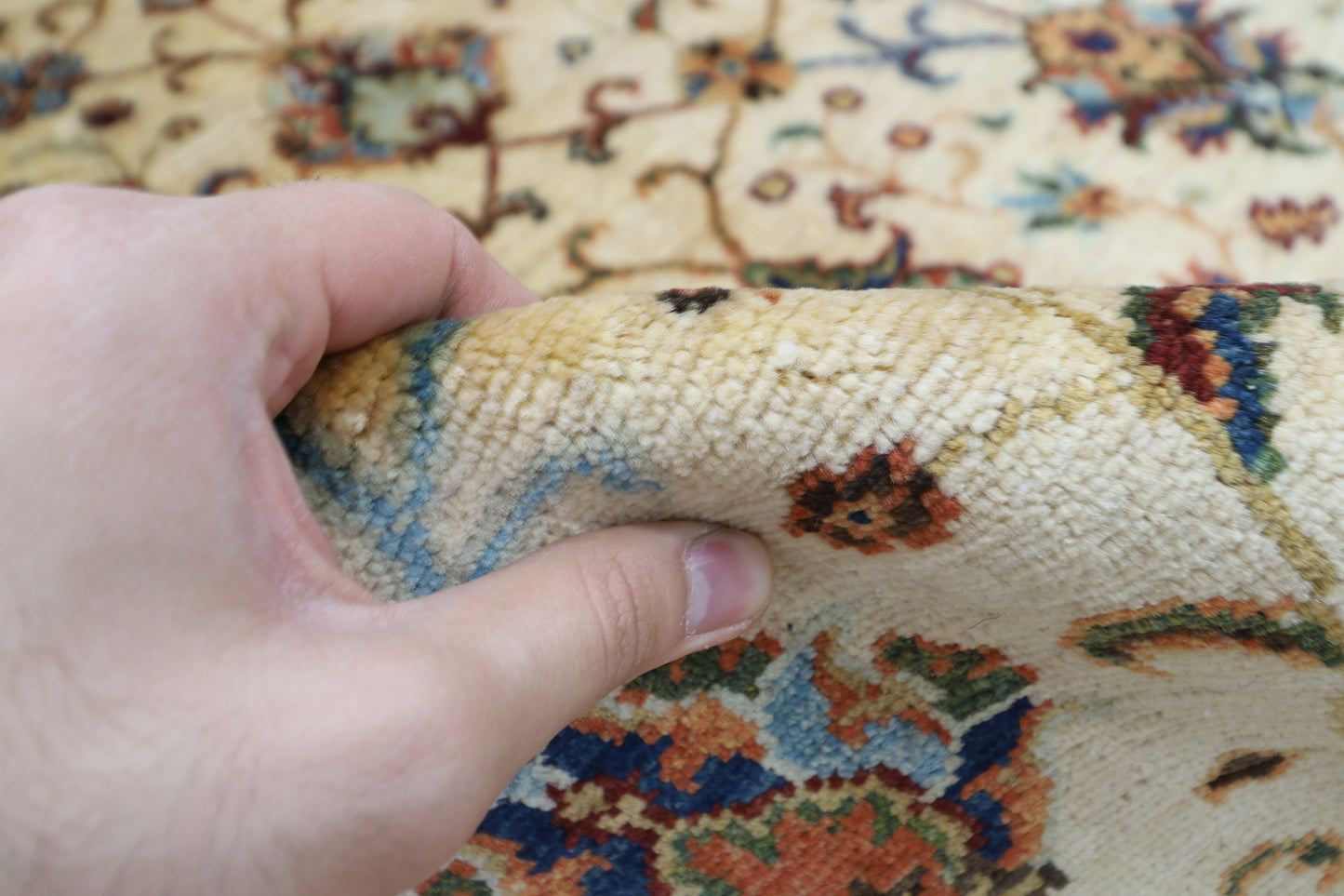 151 x 198 cm | Oriental Sultani beige Area Rug Afghan Hand Knotted Veg Dye Wool carpet