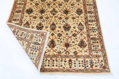151 x 198 cm | Oriental Sultani beige Area Rug Afghan Hand Knotted Veg Dye Wool carpet