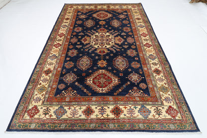 206 x 297 cm | Oriental Kazak Blue Area Rug Afghan Hand Knotted Veg Dye Wool carpet