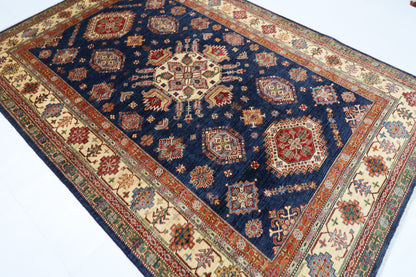 206 x 297 cm | Oriental Kazak Blue Area Rug Afghan Hand Knotted Veg Dye Wool carpet