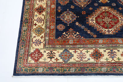 206 x 297 cm | Oriental Kazak Blue Area Rug Afghan Hand Knotted Veg Dye Wool carpet