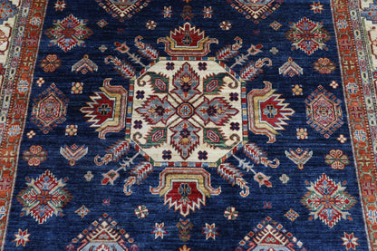 206 x 297 cm | Oriental Kazak Blue Area Rug Afghan Hand Knotted Veg Dye Wool carpet