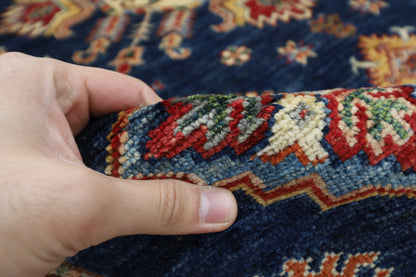 206 x 297 cm | Oriental Kazak Blue Area Rug Afghan Hand Knotted Veg Dye Wool carpet