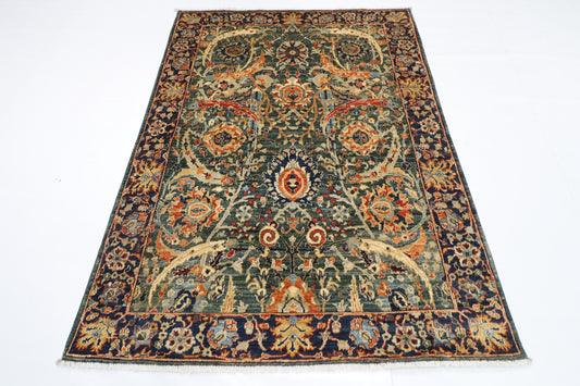144 x 200 cm | Oriental Bidjar Green Area Rug Afghan Hand Knotted Veg Dye Wool carpet