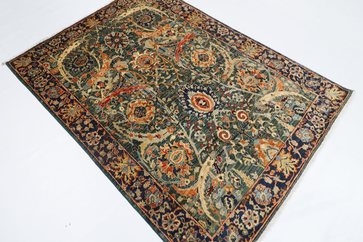 144 x 200 cm | Oriental Bidjar Green Area Rug Afghan Hand Knotted Veg Dye Wool carpet