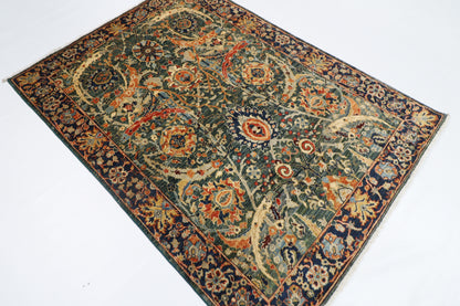 144 x 200 cm | Oriental Bidjar Green Area Rug Afghan Hand Knotted Veg Dye Wool carpet