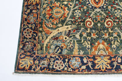 144 x 200 cm | Oriental Bidjar Green Area Rug Afghan Hand Knotted Veg Dye Wool carpet