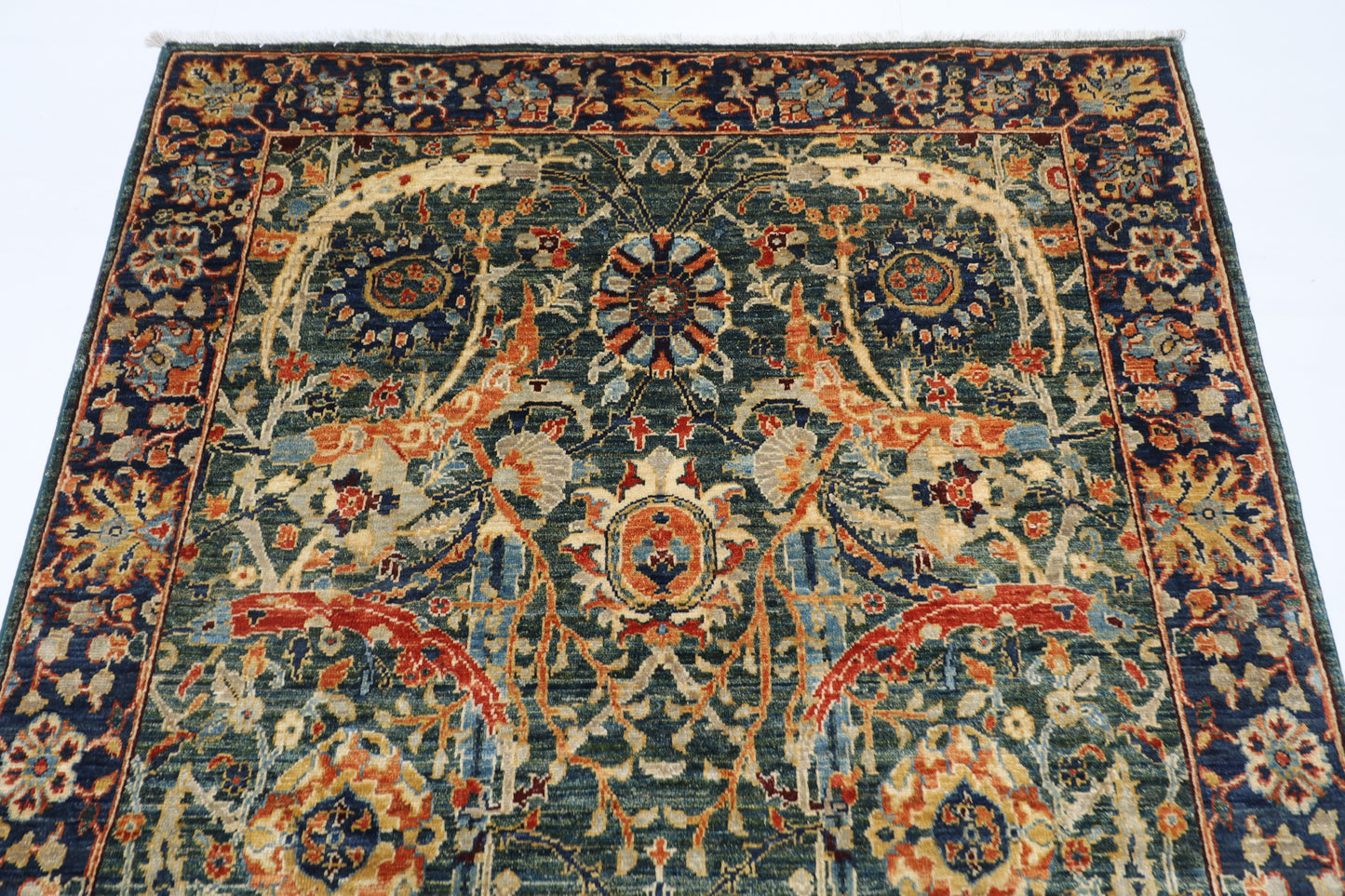 144 x 200 cm | Oriental Bidjar Green Area Rug Afghan Hand Knotted Veg Dye Wool carpet