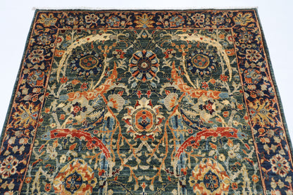 144 x 200 cm | Oriental Bidjar Green Area Rug Afghan Hand Knotted Veg Dye Wool carpet