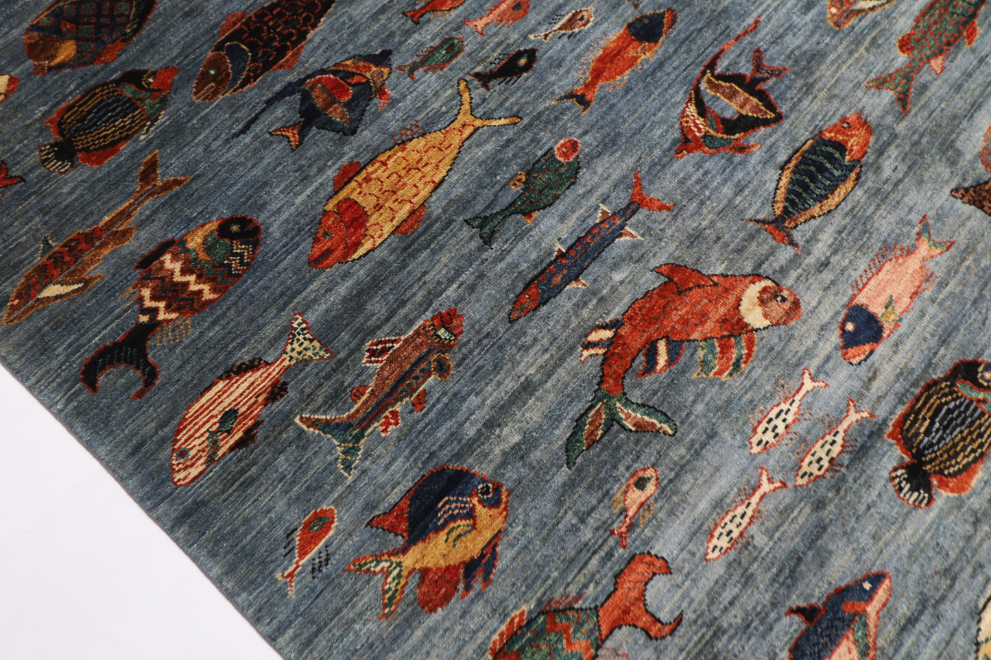 196 x 297 cm |  Fish Gray Tribal Area Rug Afghan Hand Knotted veg Dye Wool carpet