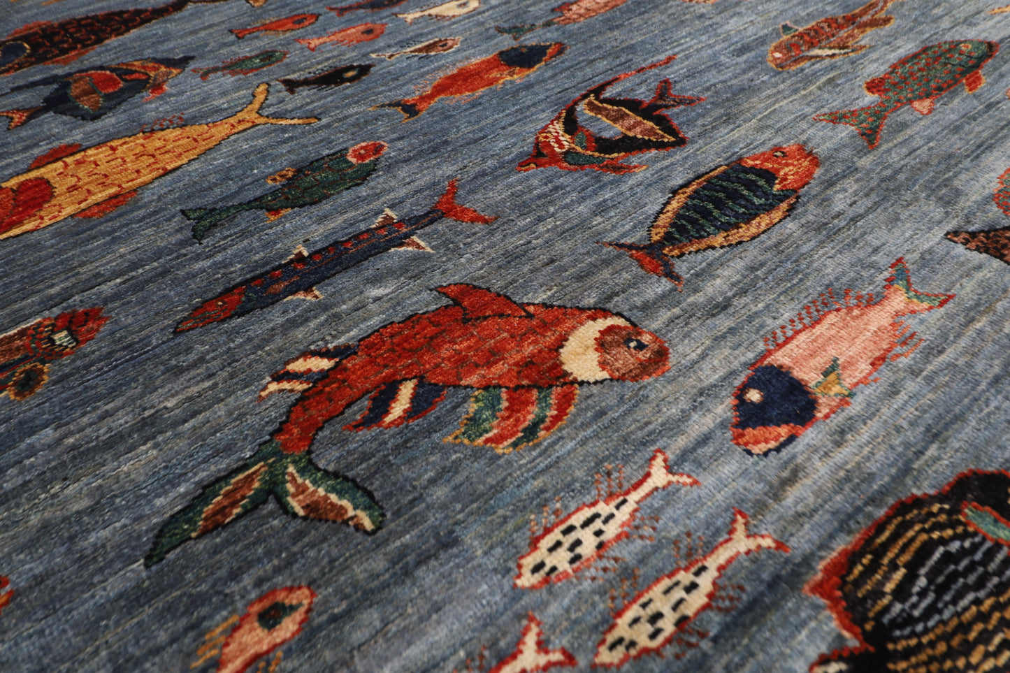 196 x 297 cm |  Fish Gray Tribal Area Rug Afghan Hand Knotted veg Dye Wool carpet