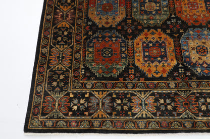 200 x 291 cm | Oriental Waziri Black Area Rug Afghan Hand Knotted Veg Dye Wool carpet