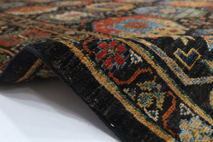 200 x 291 cm | Oriental Waziri Black Area Rug Afghan Hand Knotted Veg Dye Wool carpet