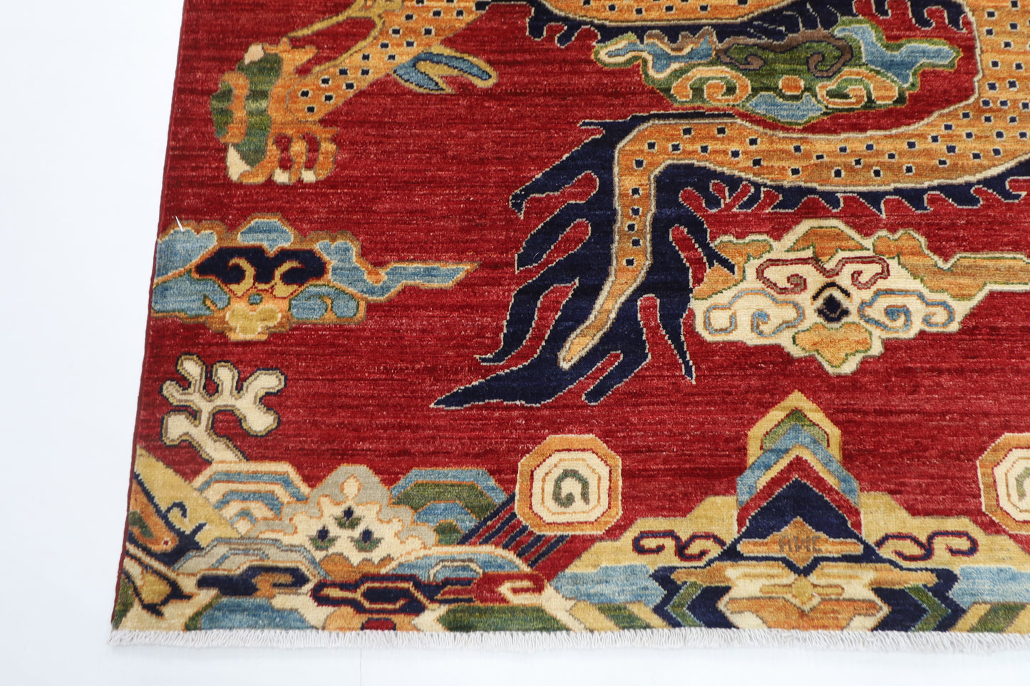 152 x 207 cm | Oriental Dargon Green Area Rug Afghan Hand Knotted Veg Dye Wool carpet