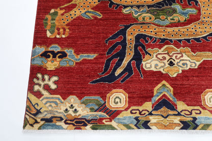 152 x 207 cm | Oriental Dargon Green Area Rug Afghan Hand Knotted Veg Dye Wool carpet