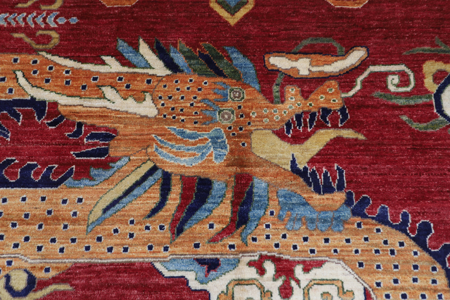 152 x 207 cm | Oriental Dargon Green Area Rug Afghan Hand Knotted Veg Dye Wool carpet