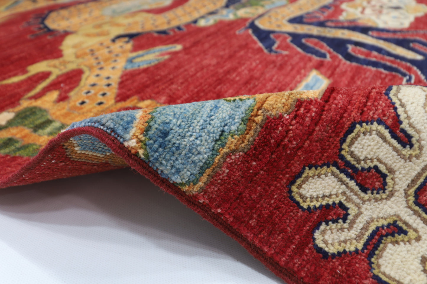 152 x 207 cm | Oriental Dargon Green Area Rug Afghan Hand Knotted Veg Dye Wool carpet