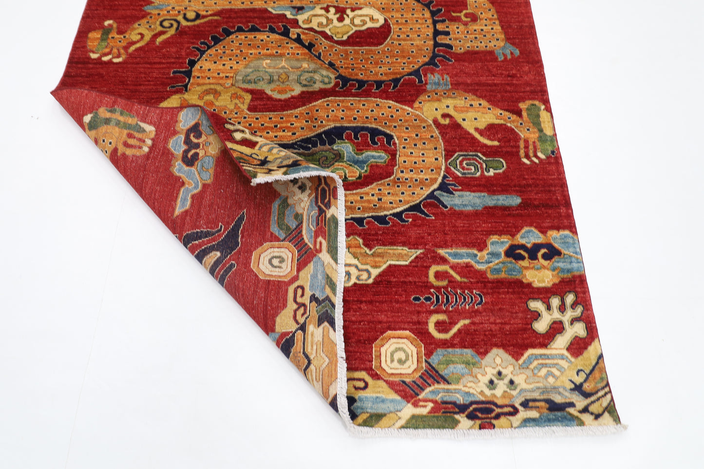 152 x 207 cm | Oriental Dargon Green Area Rug Afghan Hand Knotted Veg Dye Wool carpet