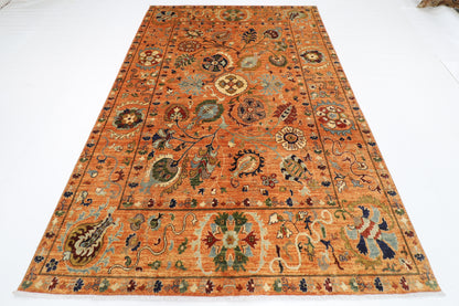 197 x 300 cm | Oriental Suzani Gold Area Rug Afghan Hand Knotted Veg Dye Wool carpet