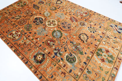 197 x 300 cm | Oriental Suzani Gold Area Rug Afghan Hand Knotted Veg Dye Wool carpet