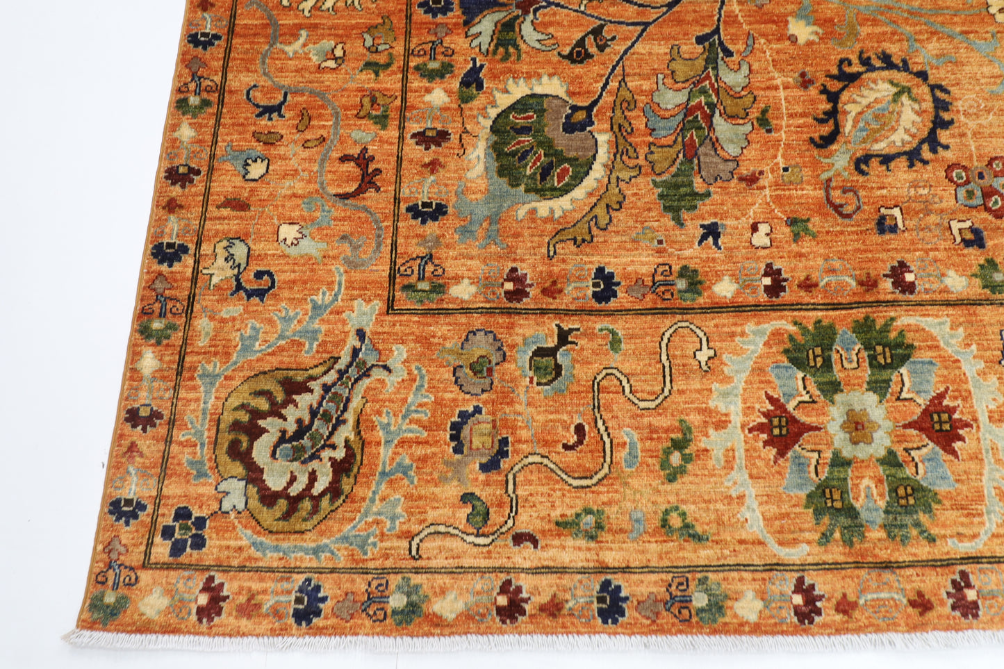 197 x 300 cm | Oriental Suzani Gold Area Rug Afghan Hand Knotted Veg Dye Wool carpet