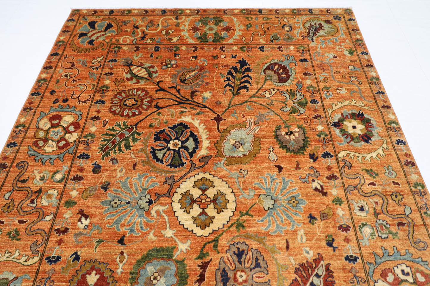 197 x 300 cm | Oriental Suzani Gold Area Rug Afghan Hand Knotted Veg Dye Wool carpet