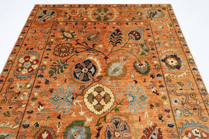 197 x 300 cm | Oriental Suzani Gold Area Rug Afghan Hand Knotted Veg Dye Wool carpet