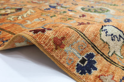 197 x 300 cm | Oriental Suzani Gold Area Rug Afghan Hand Knotted Veg Dye Wool carpet