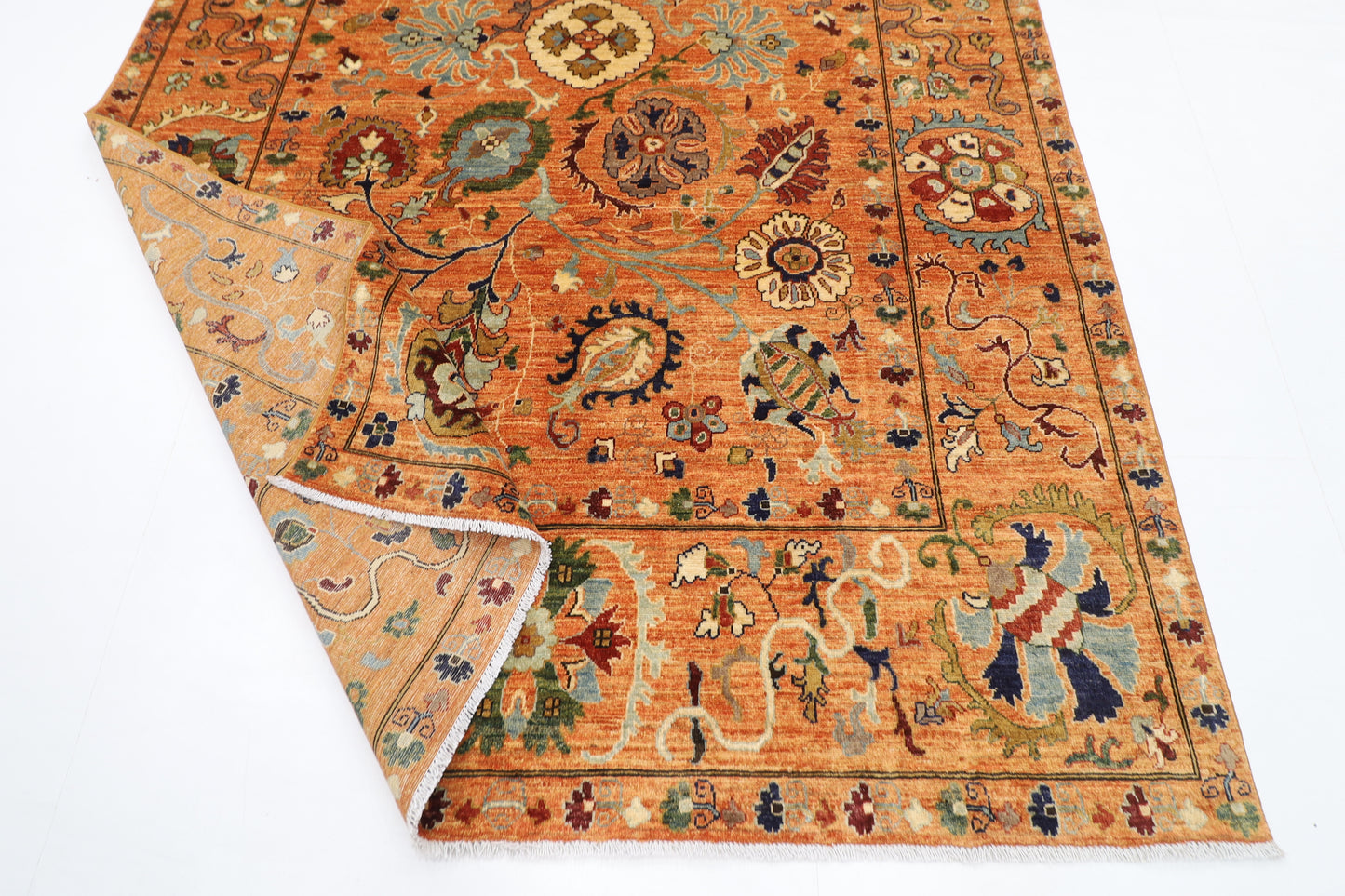 197 x 300 cm | Oriental Suzani Gold Area Rug Afghan Hand Knotted Veg Dye Wool carpet