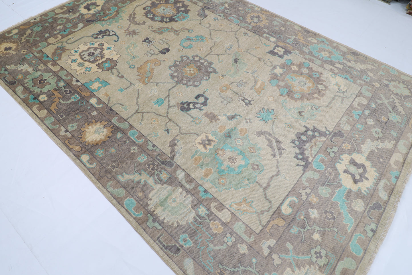 208 x 300 cm |  Oushak gray Tribal Area Rug Afghan Hand Knotted veg Dye Wool carpet