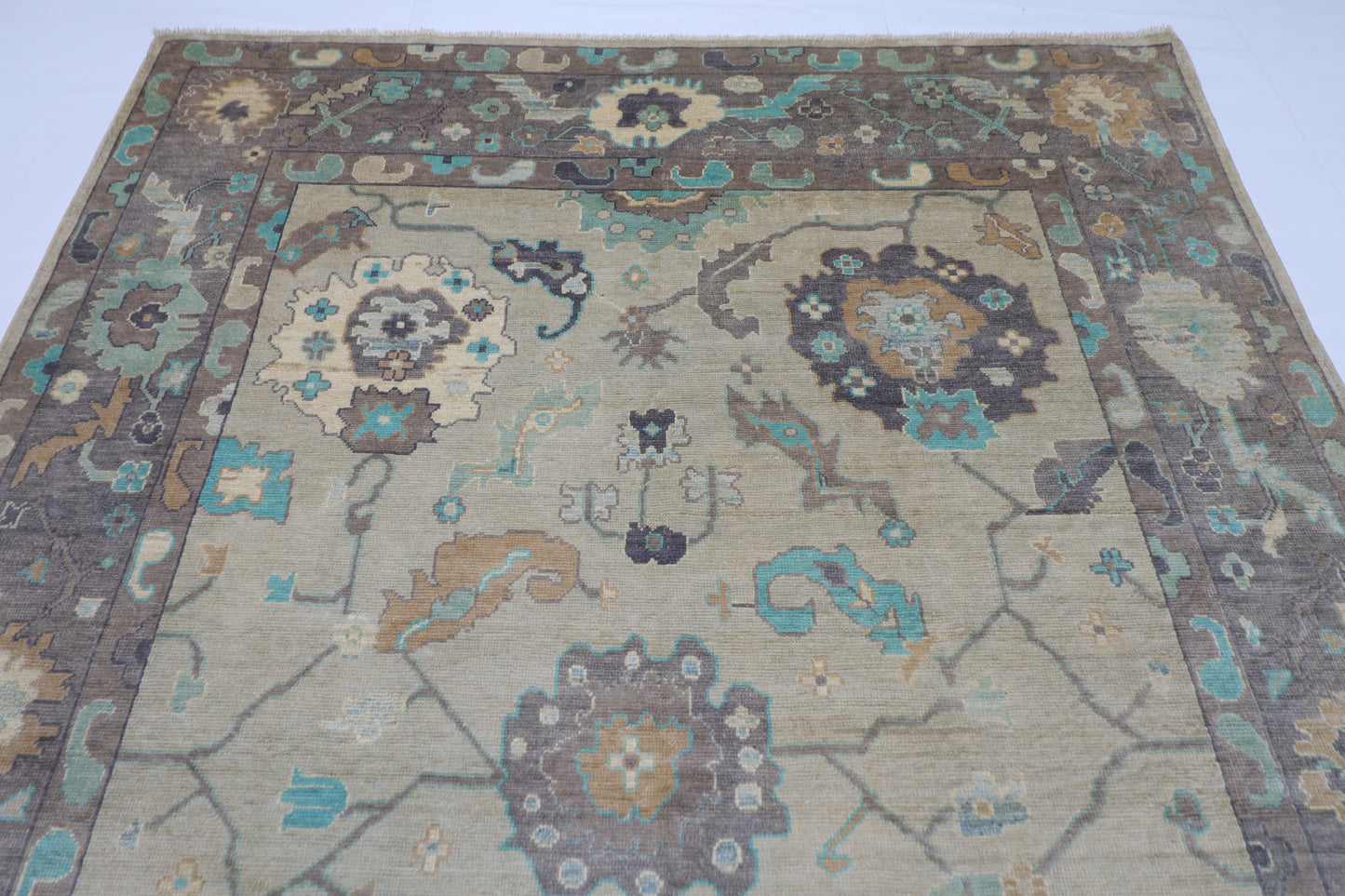 208 x 300 cm |  Oushak gray Tribal Area Rug Afghan Hand Knotted veg Dye Wool carpet