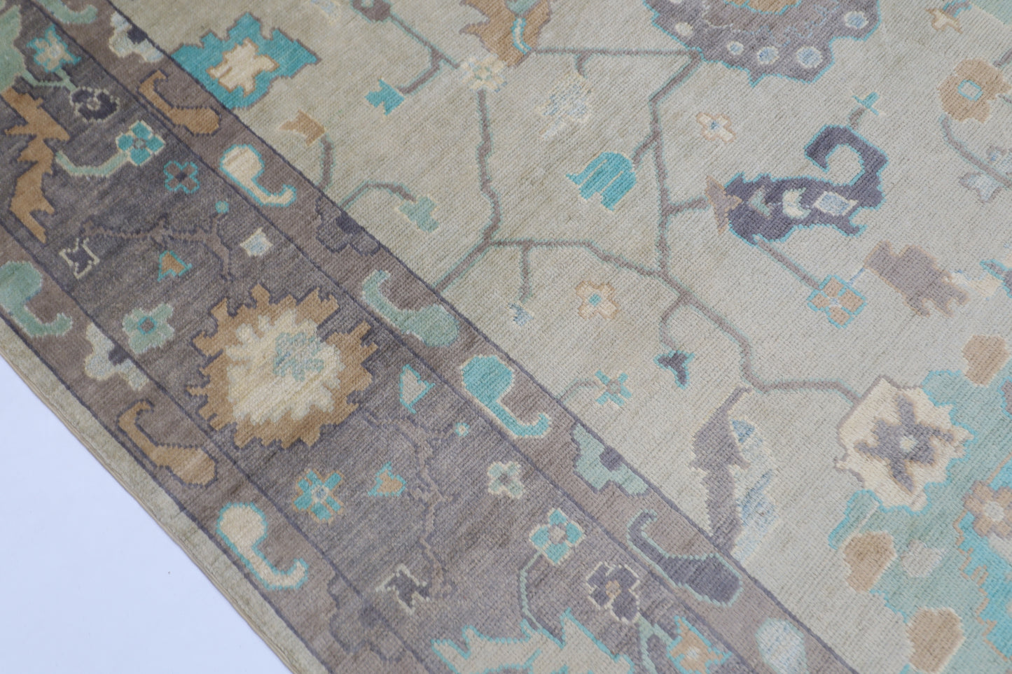 208 x 300 cm |  Oushak gray Tribal Area Rug Afghan Hand Knotted veg Dye Wool carpet