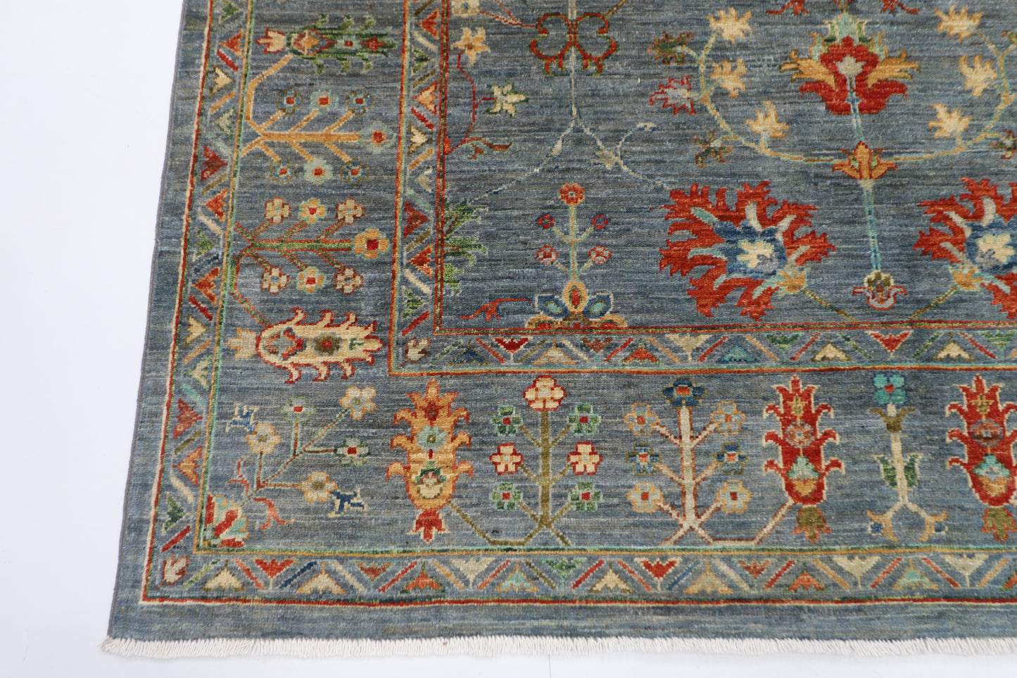 177 x 249 cm | Oriental Floral Gray Area Rug Afghan Hand Knotted Veg Dye Wool carpet